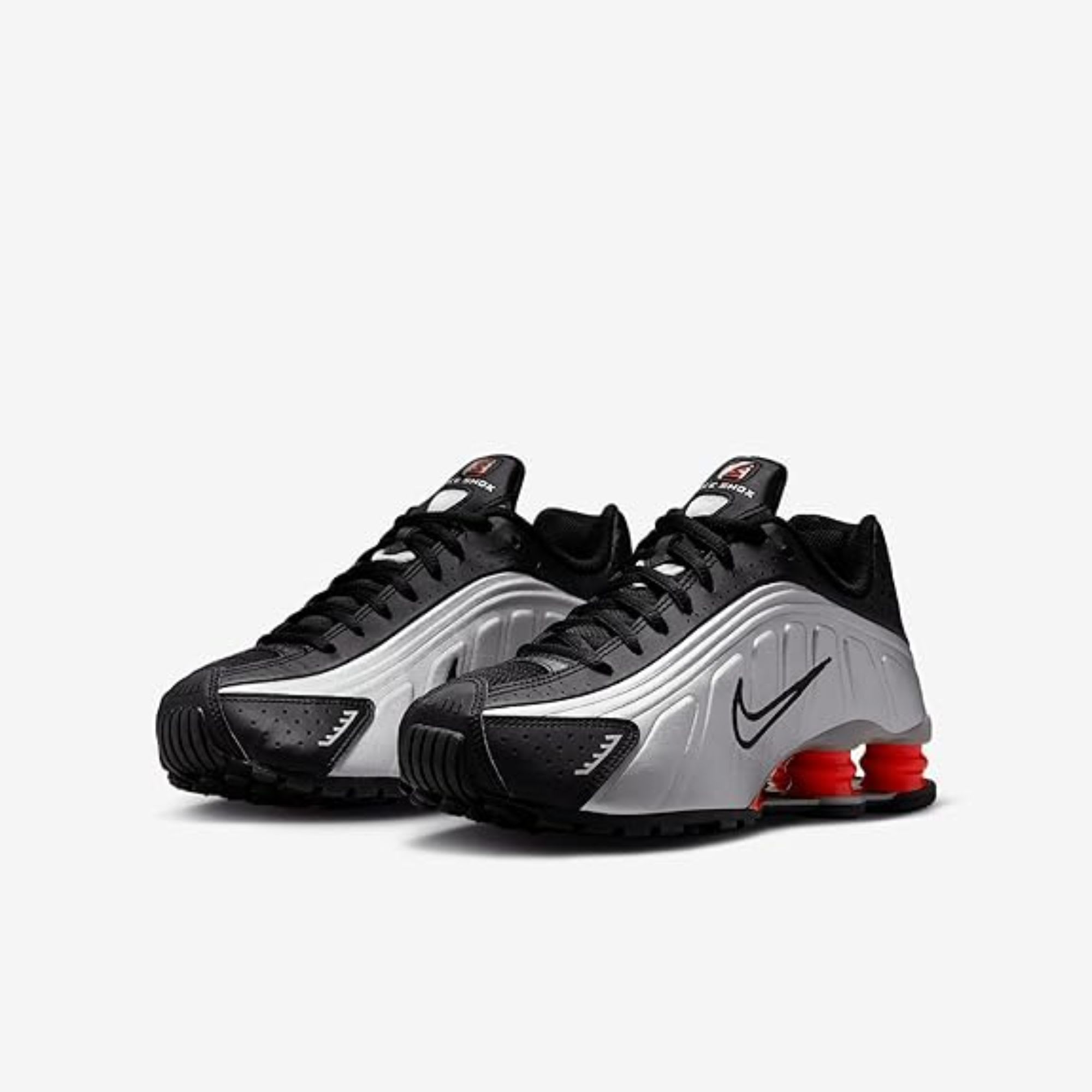 Nike Shox R4 Metallic Silver Black Picante Red (GS)