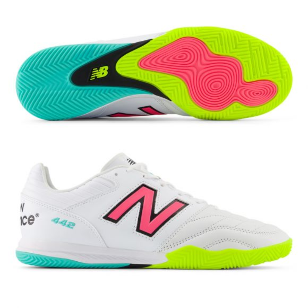 New Balance 442 Pro Indoor v2 White Hi-Lite Neon Pink