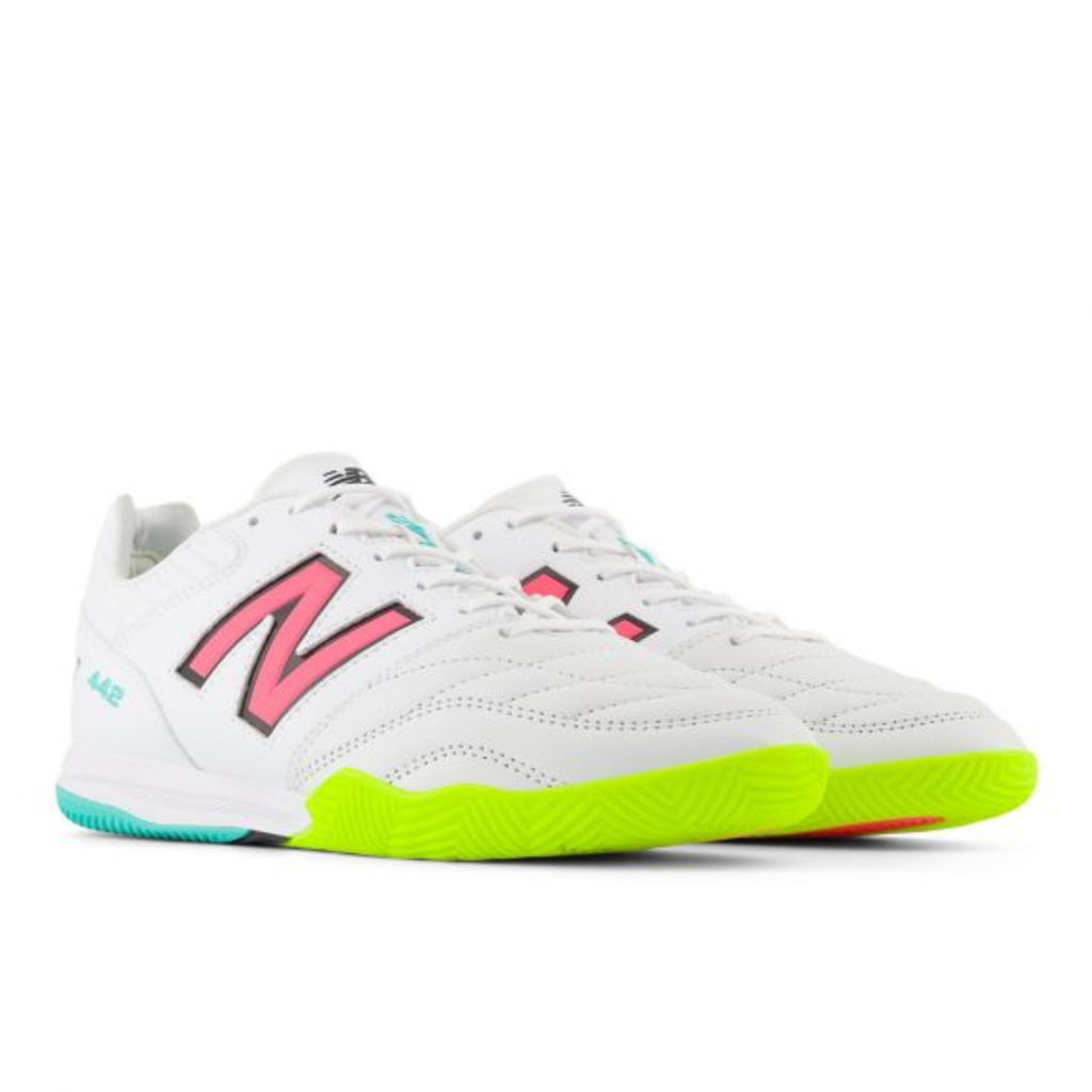 New Balance 442 Pro Indoor v2 White Hi-Lite Neon Pink