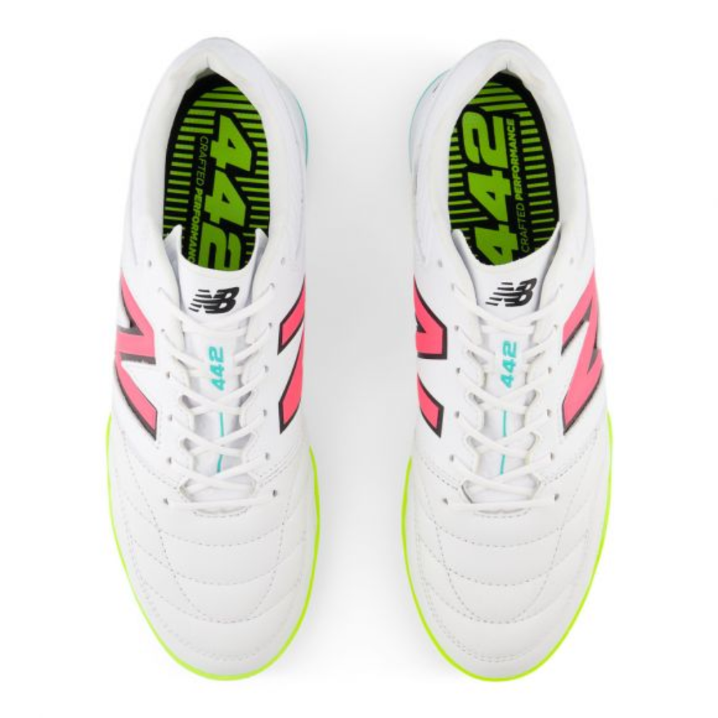 New Balance 442 Pro Indoor v2 White Hi-Lite Neon Pink