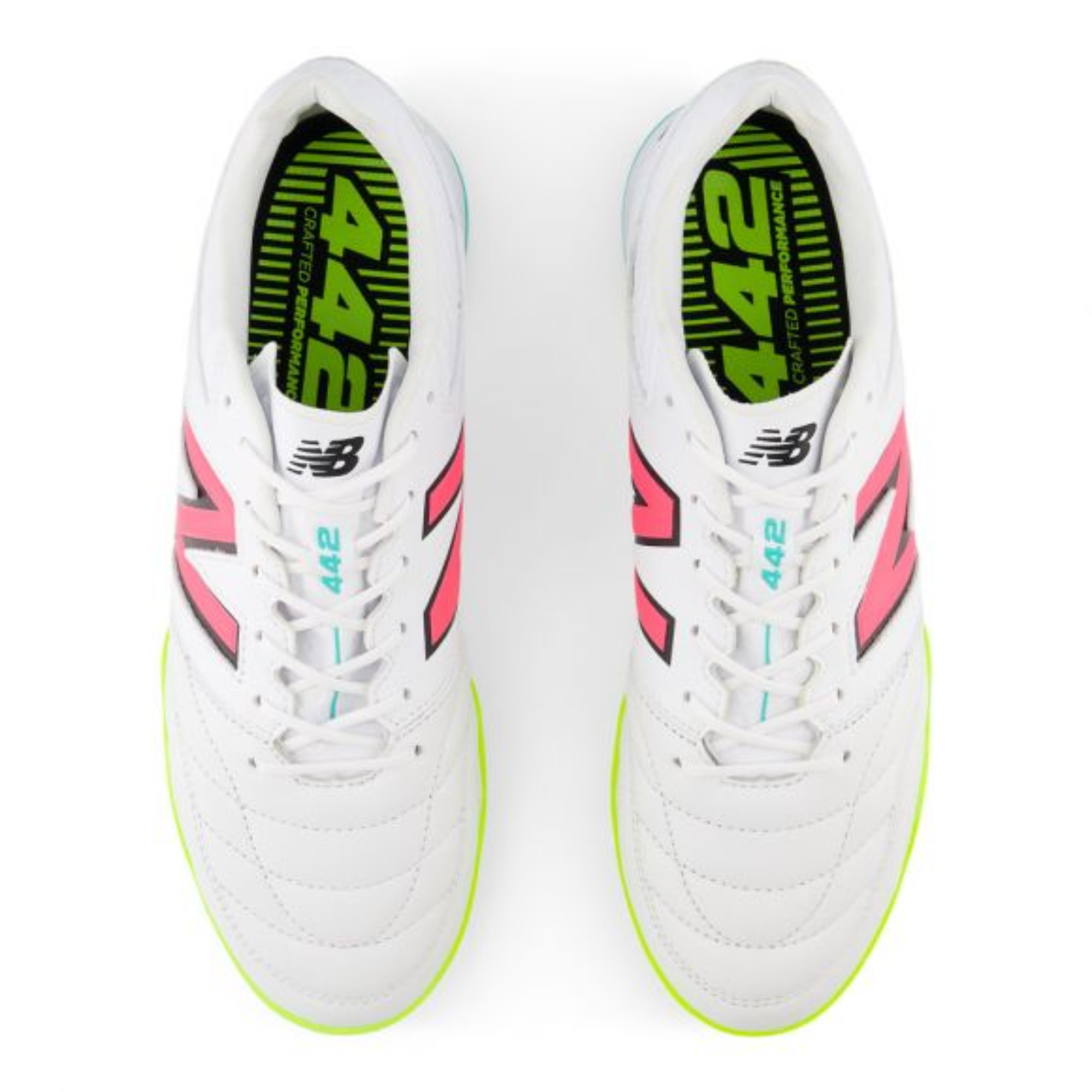 New Balance 442 Pro Indoor v2 White Hi-Lite Neon Pink