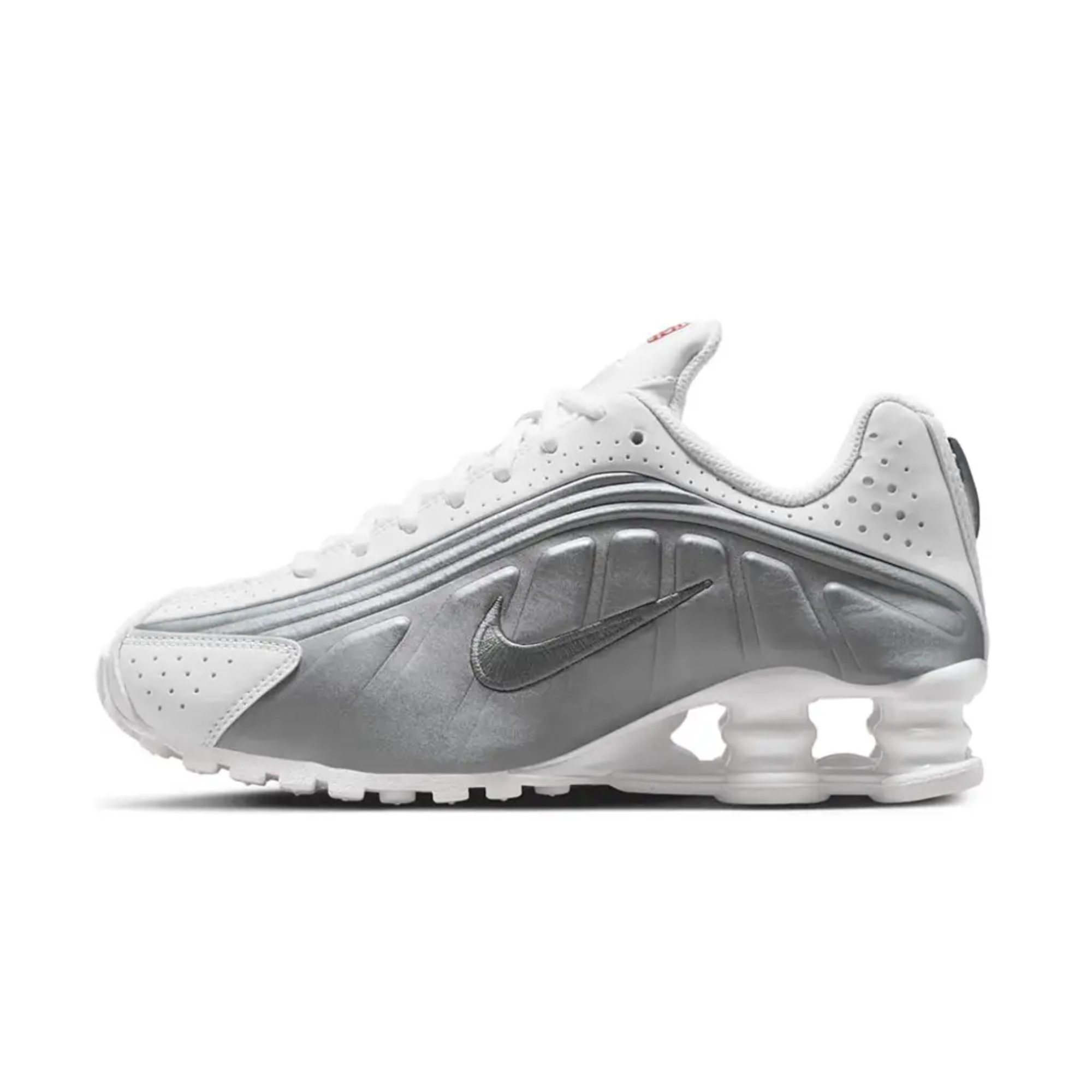 Nike Shox R4 White Bright Crimson Metallic Silver (GS)