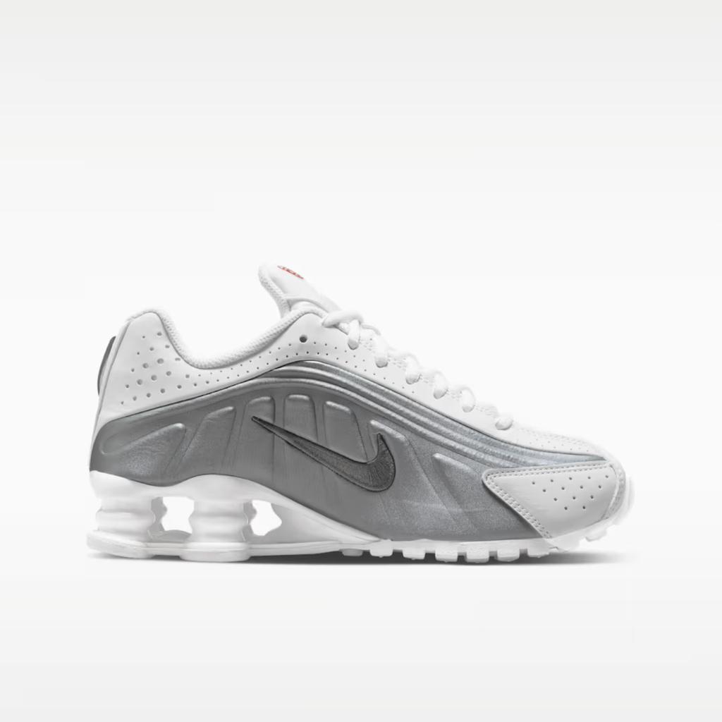 Nike Shox R4 White Bright Crimson Metallic Silver (GS)
