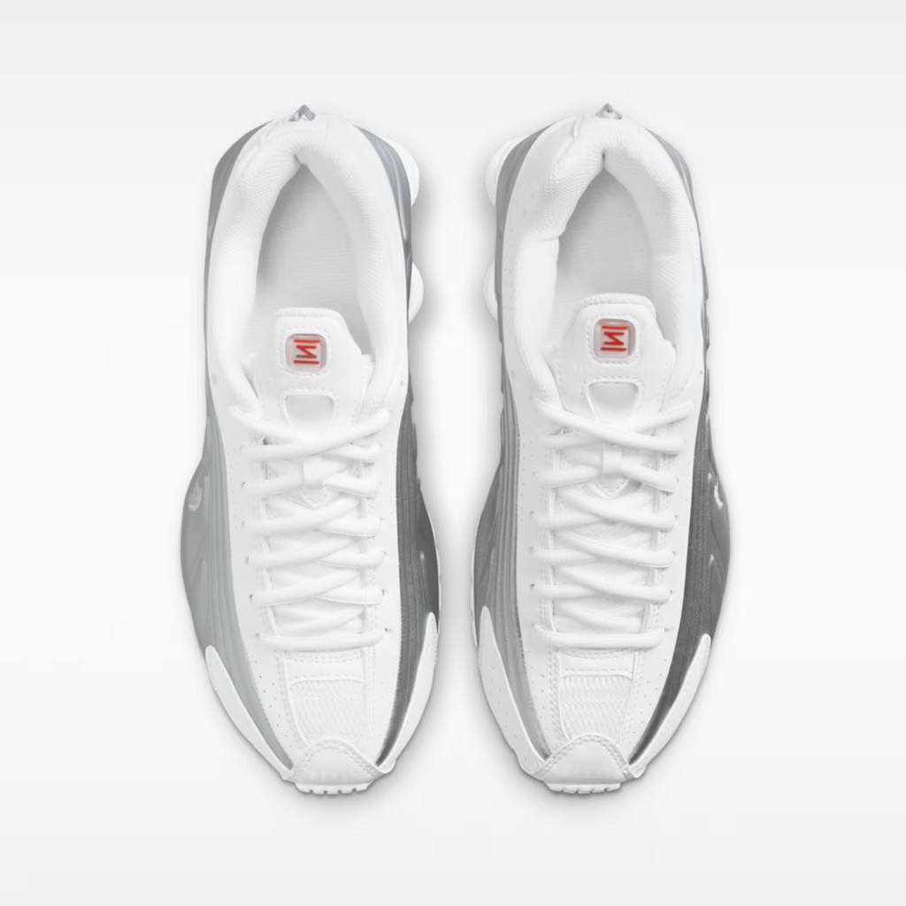 Nike Shox R4 White Bright Crimson Metallic Silver (GS)