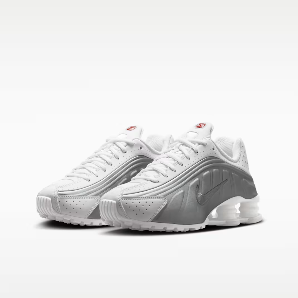 Nike Shox R4 White Bright Crimson Metallic Silver (GS)