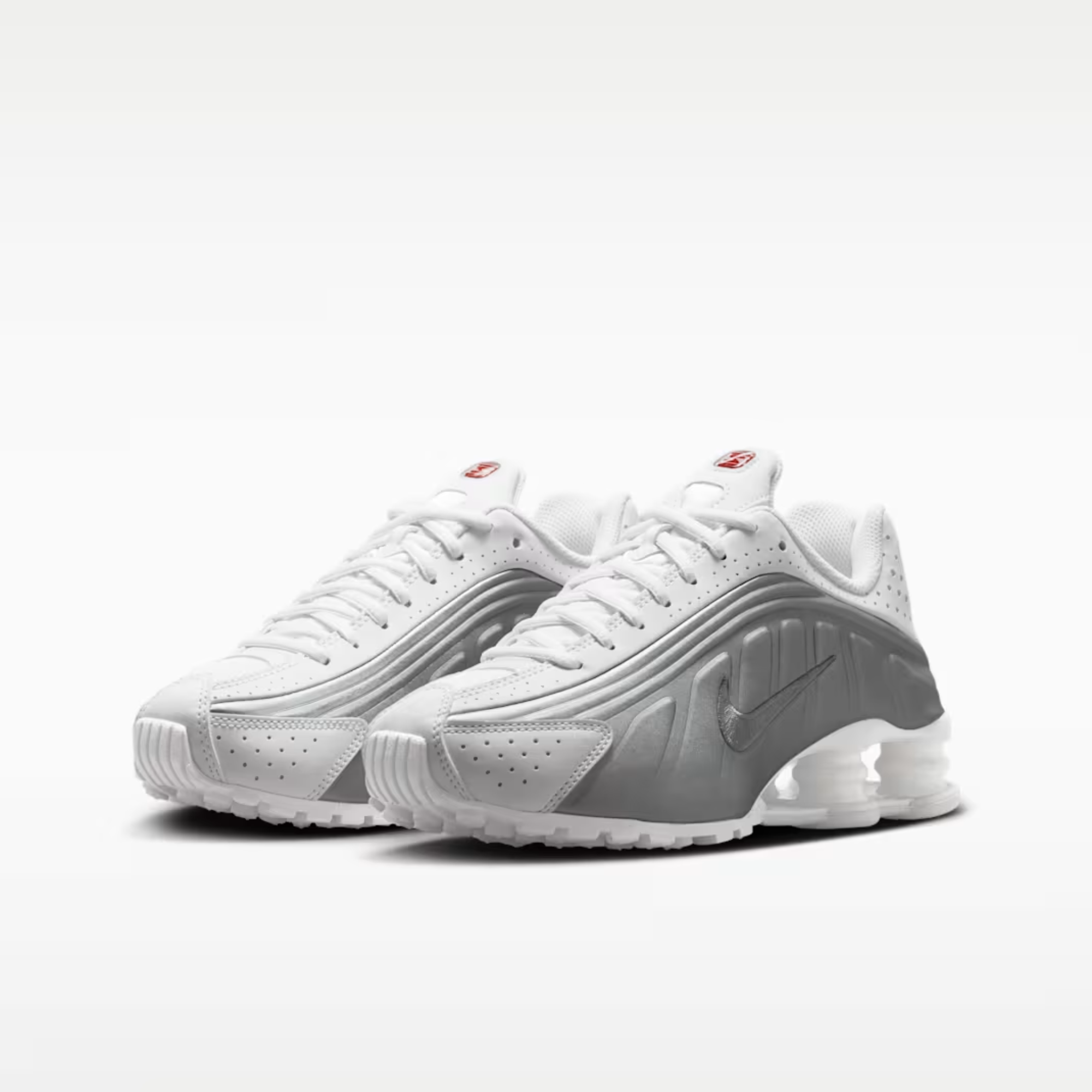 Nike Shox R4 White Bright Crimson Metallic Silver (GS)