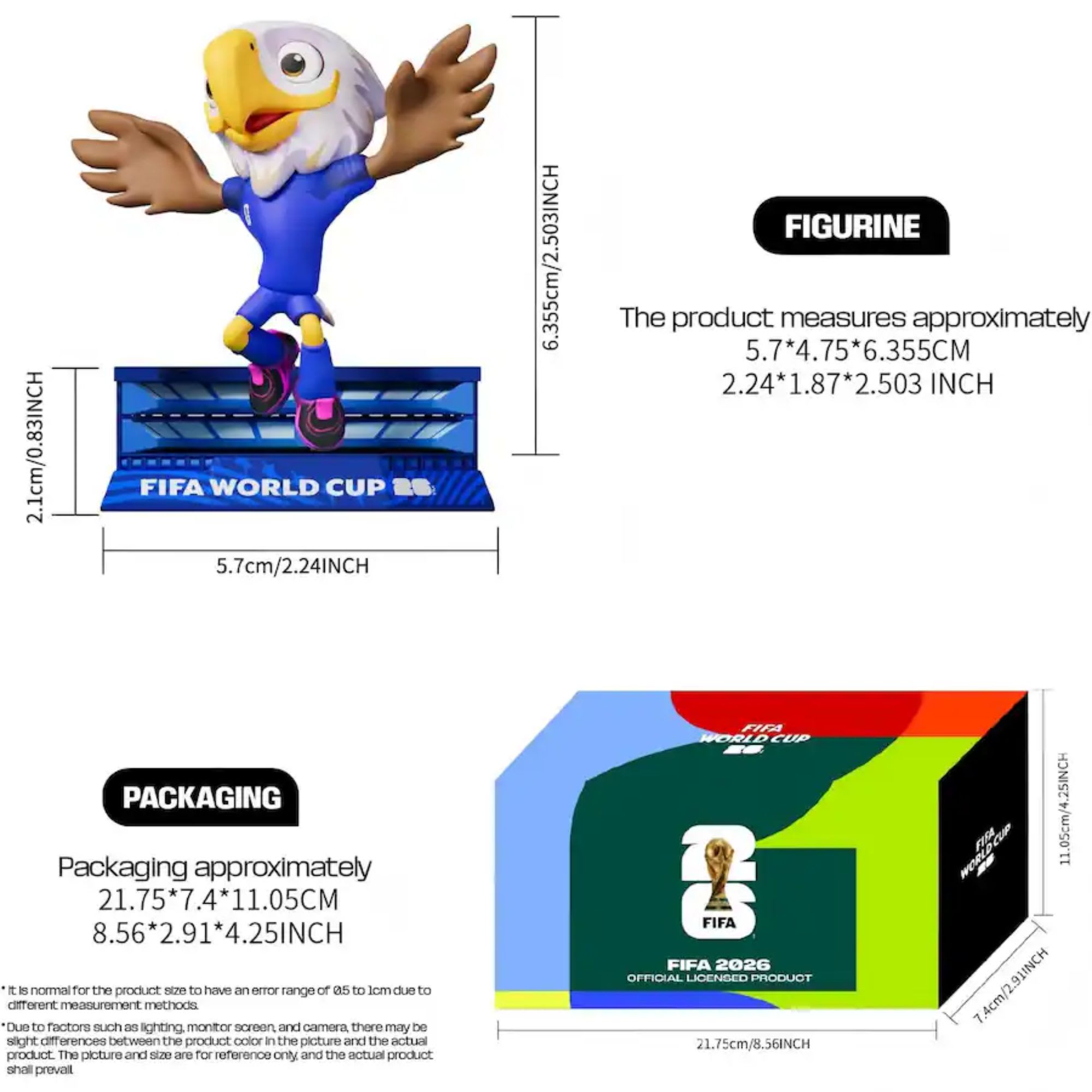 FIFA - 2026 World Cup Official Licensed Mascot Figurines Set of 3 (Maple, Zayu & Clutch), Collectable Soccer Figures, 3" Tall - Multicolor