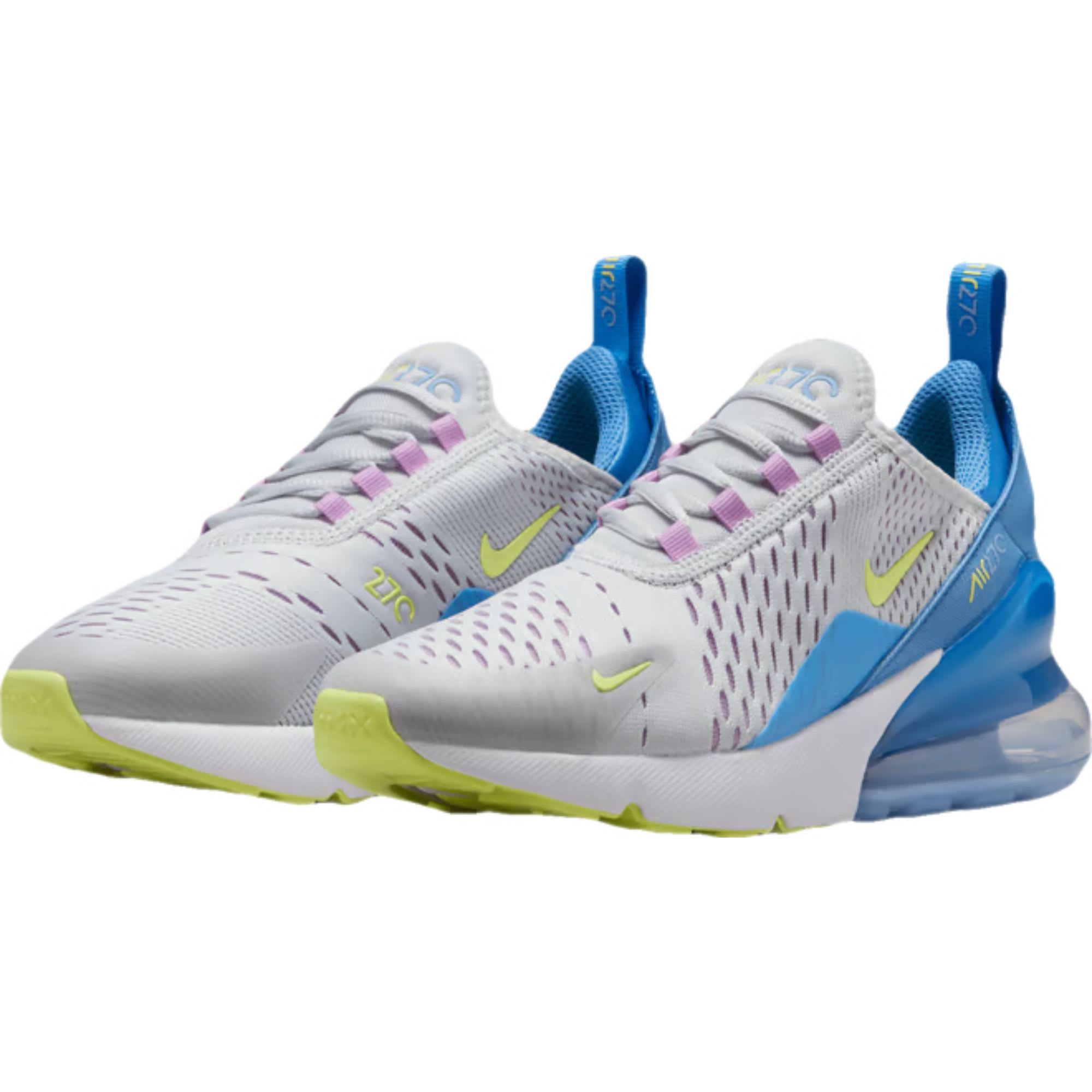 Nike Air Max 270 Pure Platinum Rush Fuchsia Blue Beyond Light Lemon Twist (GS)