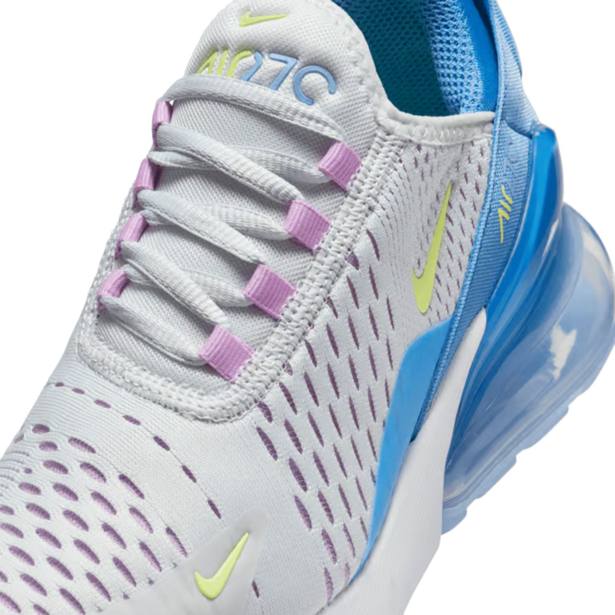 Nike Air Max 270 Pure Platinum Rush Fuchsia Blue Beyond Light Lemon Twist (GS)
