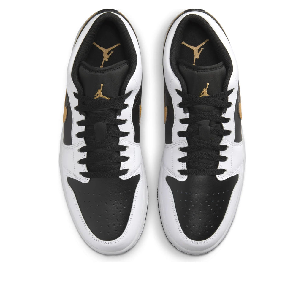 Jordan 1 Low White Black Metallic Gold Swoosh