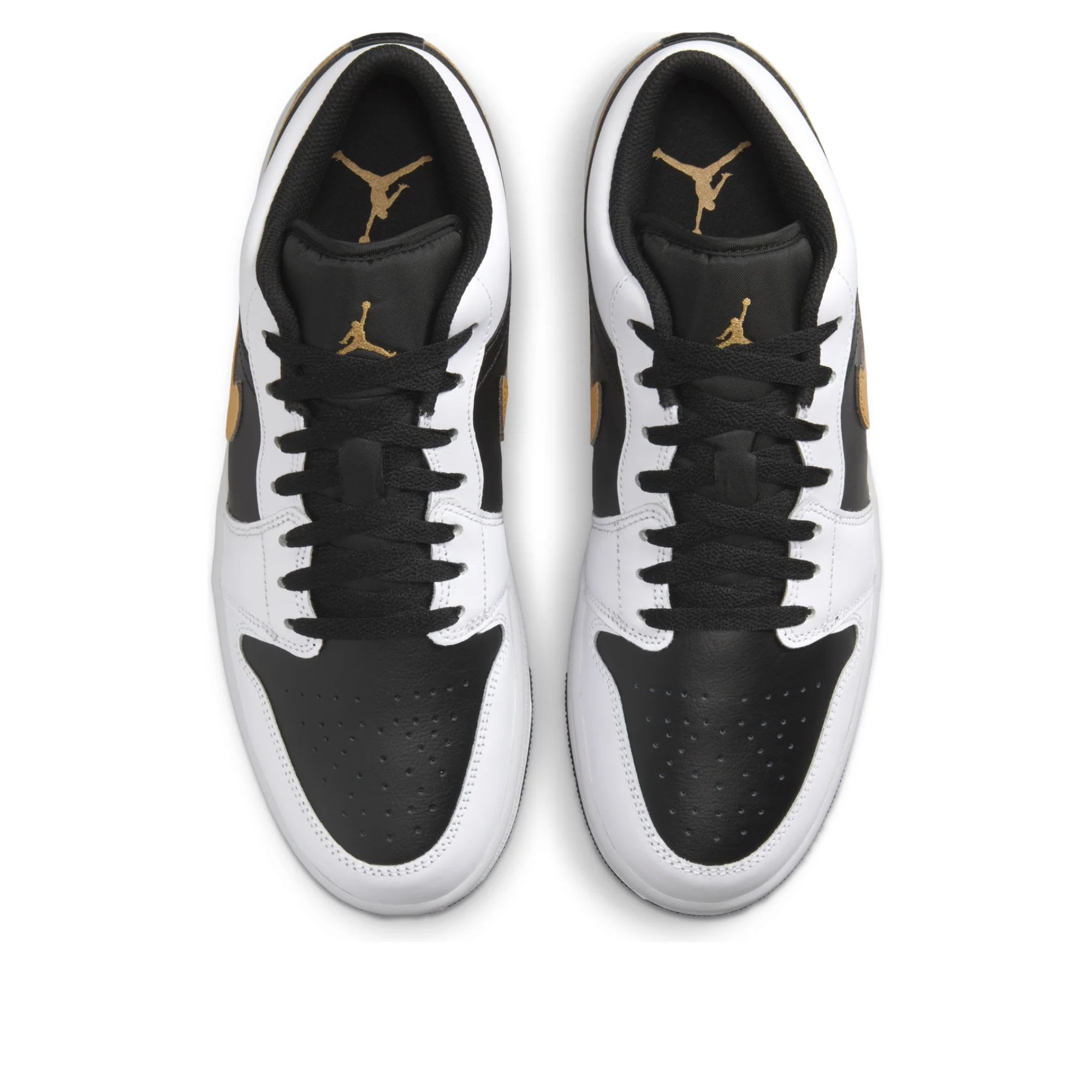 Jordan 1 Low White Black Metallic Gold Swoosh