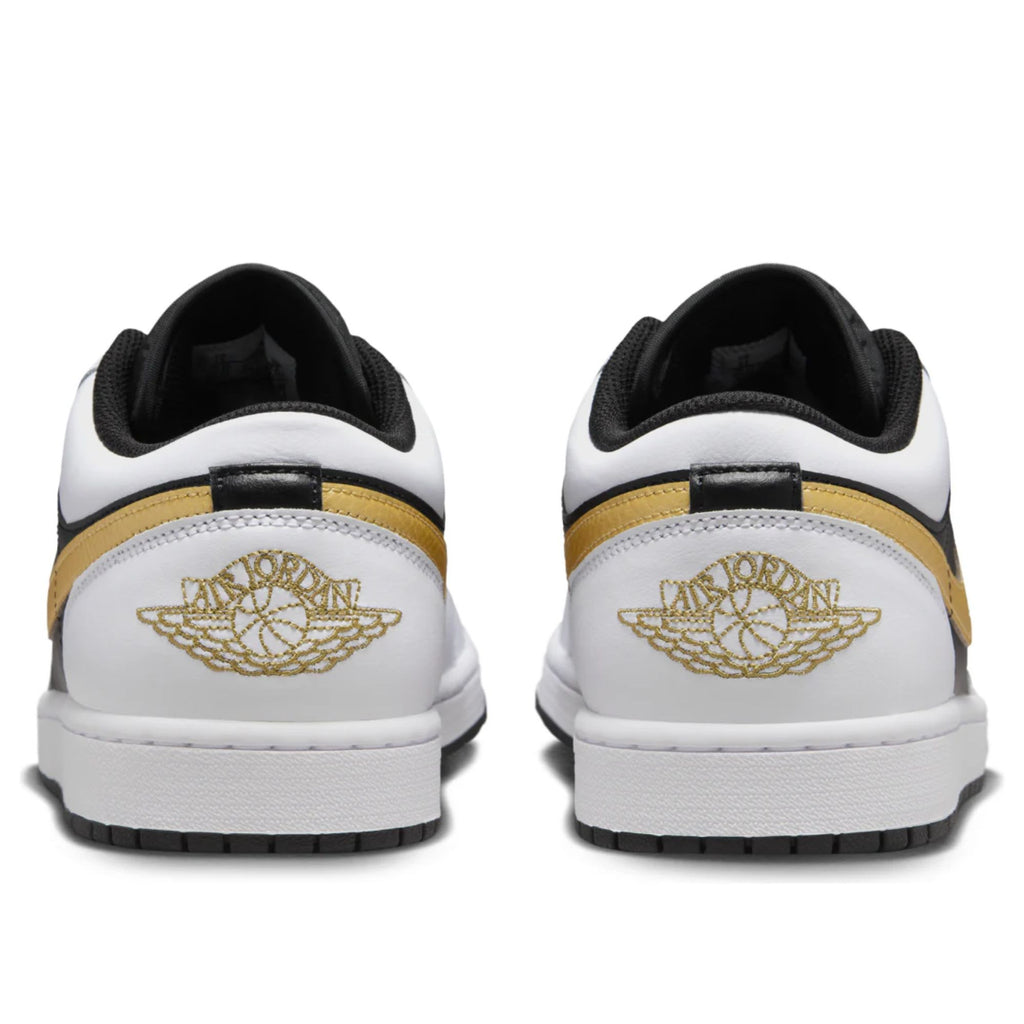 Jordan 1 Low White Black Metallic Gold Swoosh