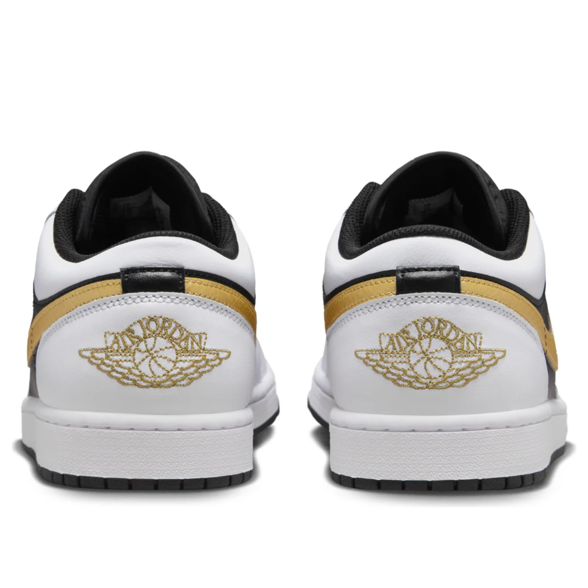 Jordan 1 Low White Black Metallic Gold Swoosh