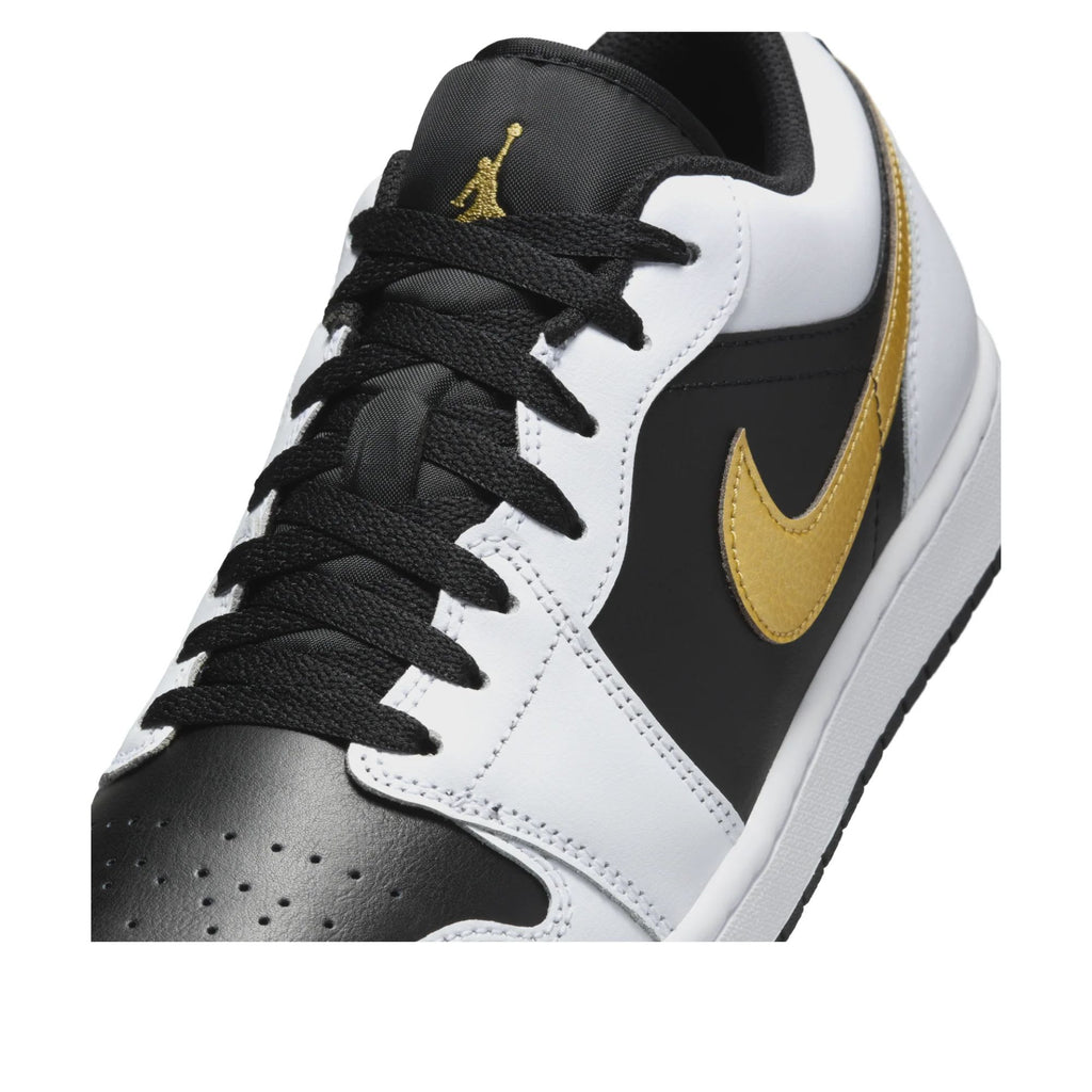 Jordan 1 Low White Black Metallic Gold Swoosh