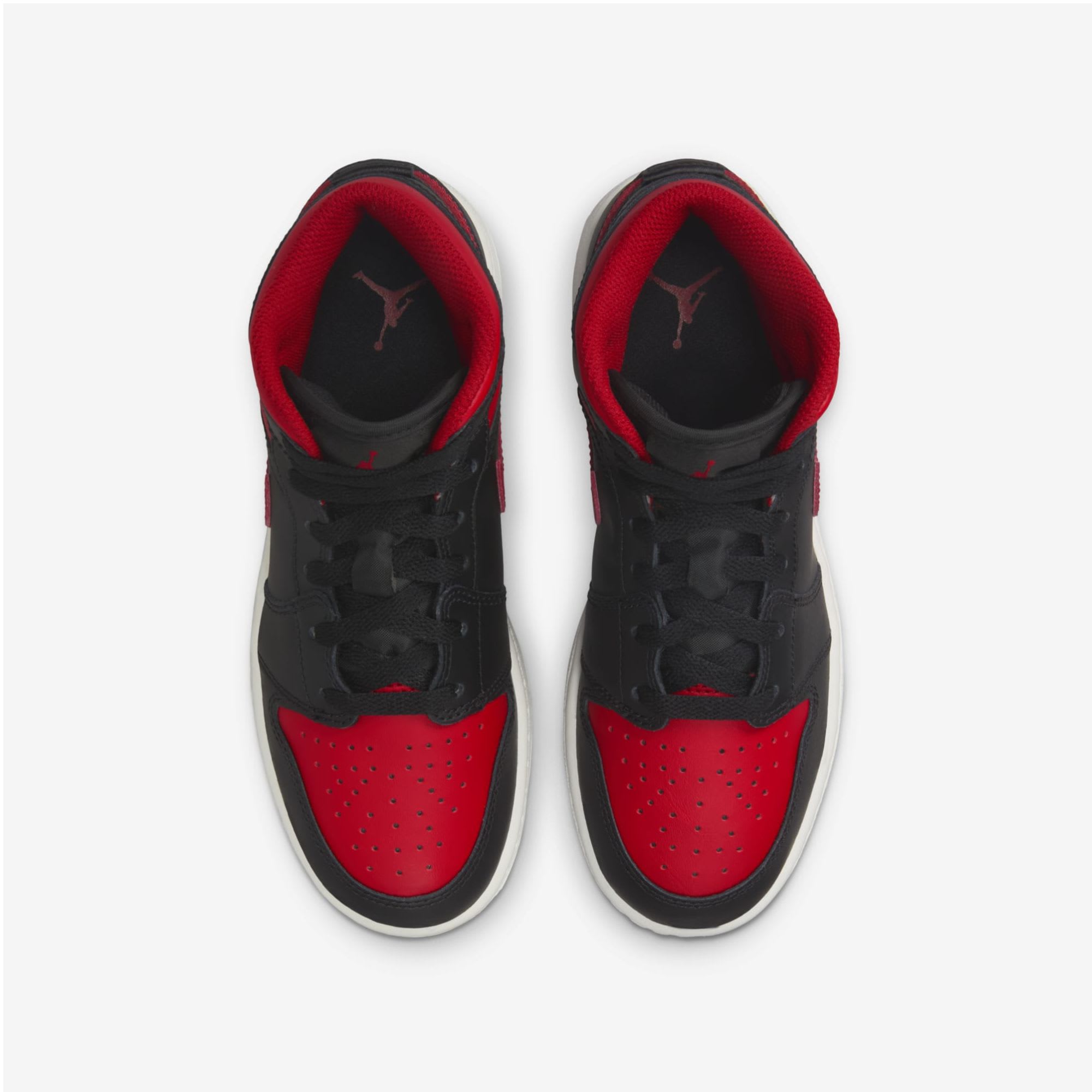 Jordan 1 Mid Black Summit White Varsity Red (GS)