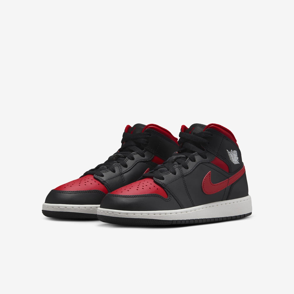 Jordan 1 Mid Black Summit White Varsity Red (GS)