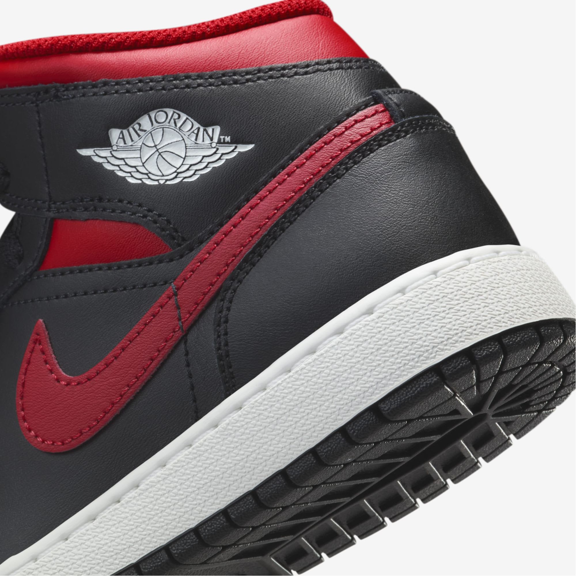 Jordan 1 Mid Black Summit White Varsity Red (GS)