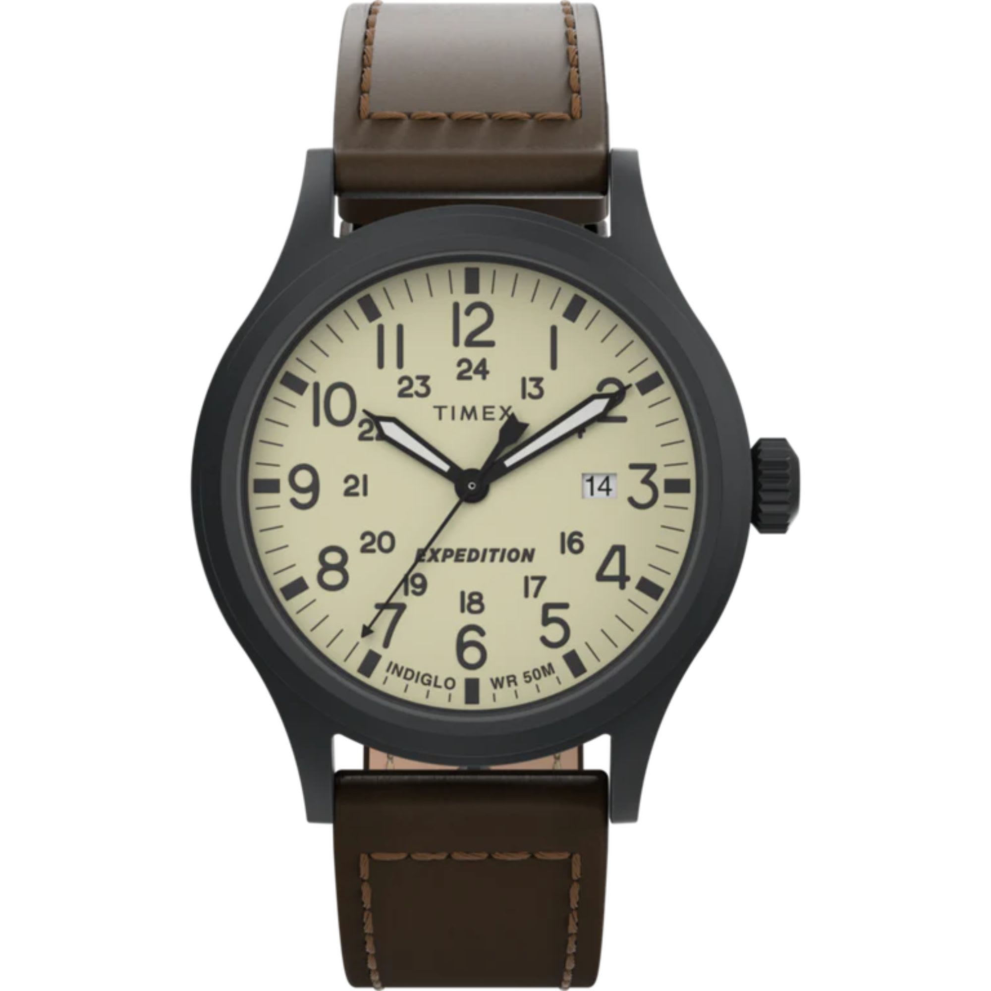 Timex "Expedition Scout 40mm Leather Strap Watch"