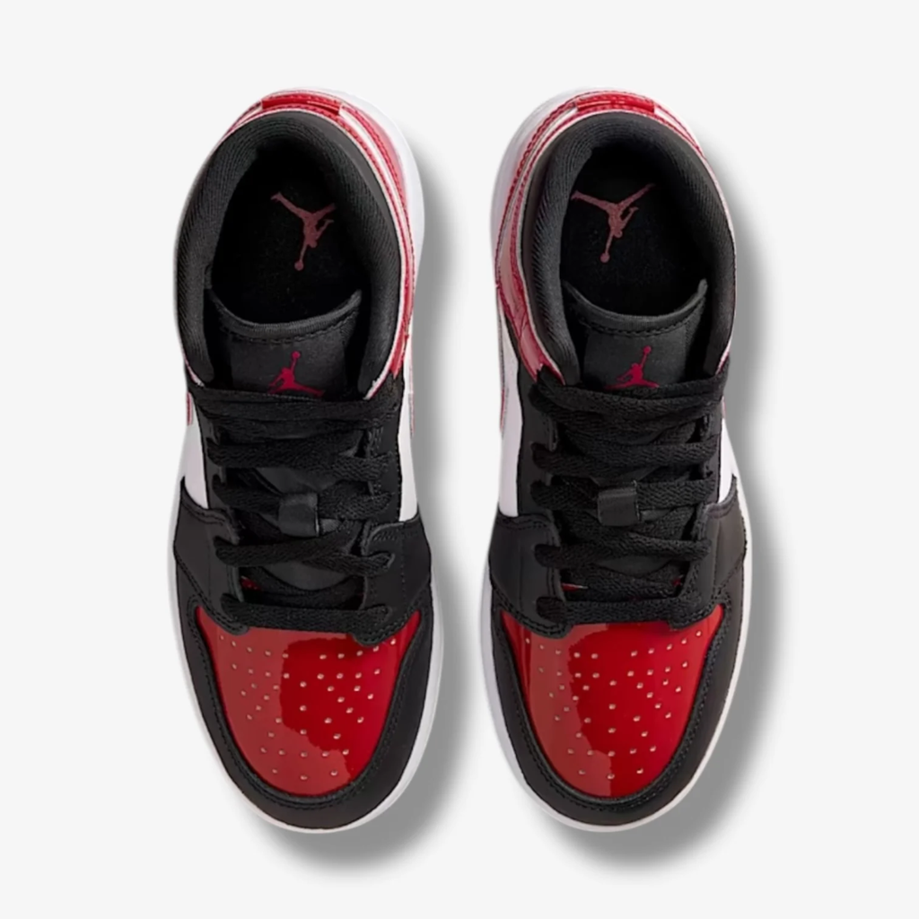 Jordan 1 Mid Patent Bred Toe (GS)