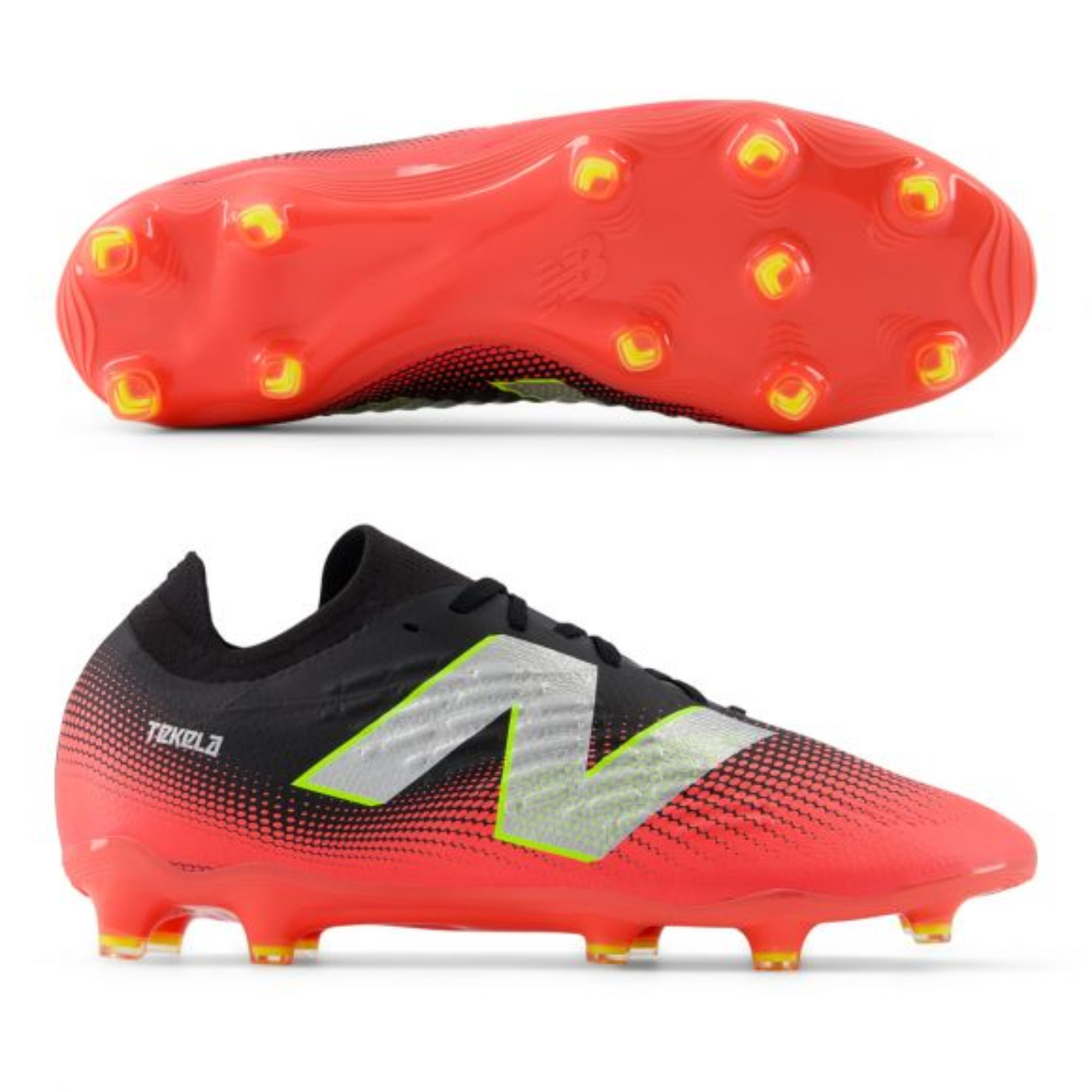 New Balance Tekela Magia V4+ Low Laced FG Black Energy Red Metallic Silver