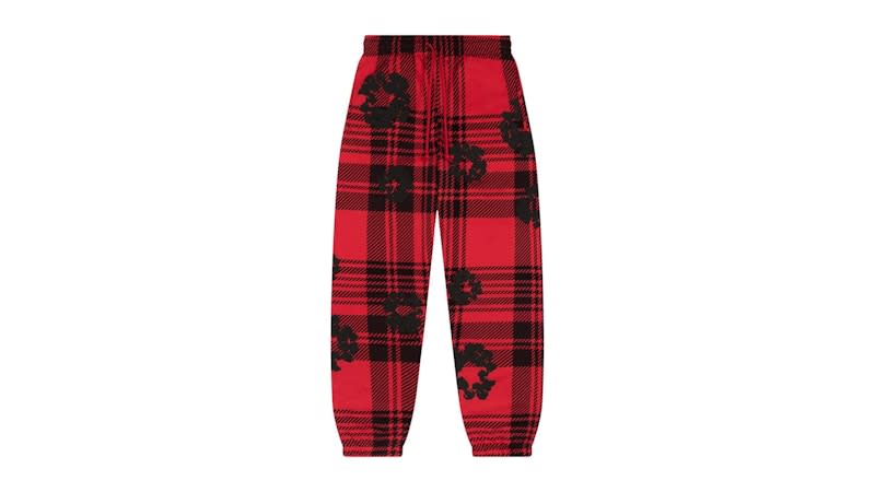 Denim Tears Plaid Cotton Wreath Sweatpants Red