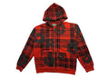 Denim Tears Plaid Cotton Wreath Zip Hoodie Red