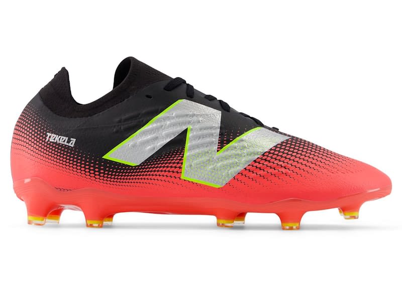 New Balance Tekela Magia V4+ Low Laced FG Black Energy Red Metallic Silver